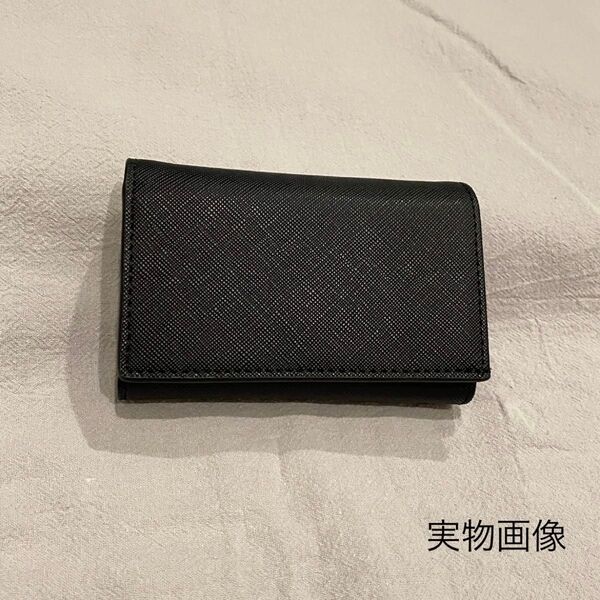 新品 三つ折り ミニ財布 コインケース 黒 小銭入れ 薄型 大容量 コインホルダー メンズ ブラック カード入れ レディー 未使用
