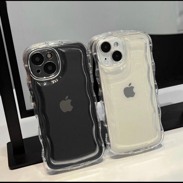 iPhone14 ケース スマホ カバー ウェーブ 透明 クリア なみなみ iPhone クリアケース スマホケース うねうね