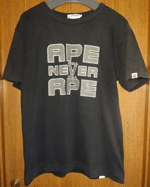 00s A BATHING APE SHALL NEVER KILL APE 半袖 Tシャツ メンズ Lサイズ ブラック 古着