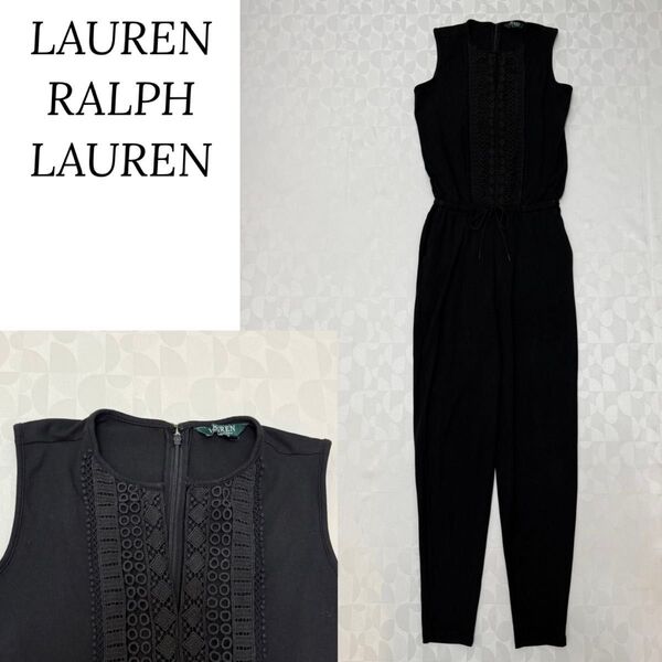 LAUREN RALPH LAUREN ローレンラルフローレン フロント刺繍 オールインワン ノースリーブ ブラック XS