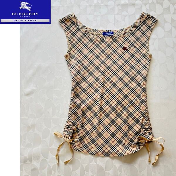 BURBERRY LONDON バーバリーロンドン ノバチェック サイドリボン ノースリーブ カットソー トップス 38