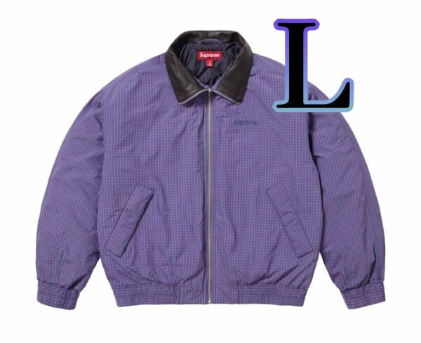 Supreme Leather Collar Utility Jacket "Blue Plaid"