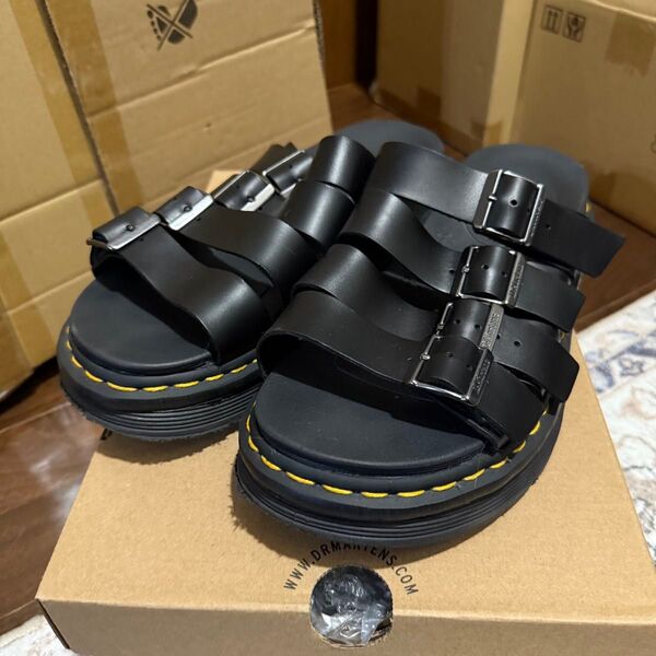 Dr.Martens TATE 27398001 BLACK UK8 ドクターマーチン レザー ベルト サンダル ブラック 靴