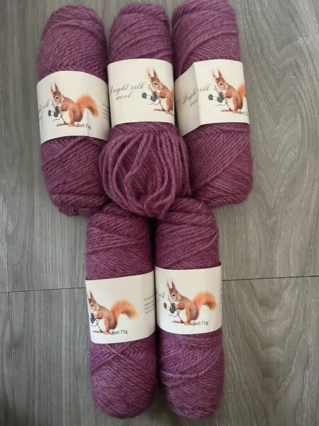 brightsilk wool 毛糸パープル系5個