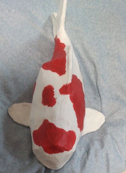 錦鯉の置物 オブジェ インテリア プチアート 手作り 張り子 ハリボテ にしきごい CARP nisikikoi 手工芸品