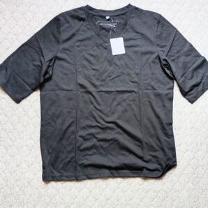 セシール五分袖VネックTシャツ Lサイズ ブラック 未使用 送料込