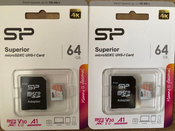 2個セット シリコンパワー microsdカード 64gb Nintendo Switch 動作確認済 4K対応