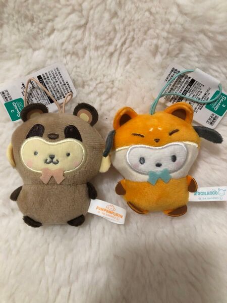 サンリオキャラクターズ どうぶつ着ぐるみマスコット〜たぬき編〜 ポムポムプリン 〜きつね編〜 ポチャッコ ぬいぐるみ 2個セット