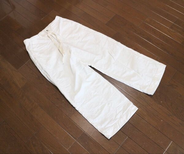 コットンリネン ワイドパンツ ハリスHarriss ホワイト