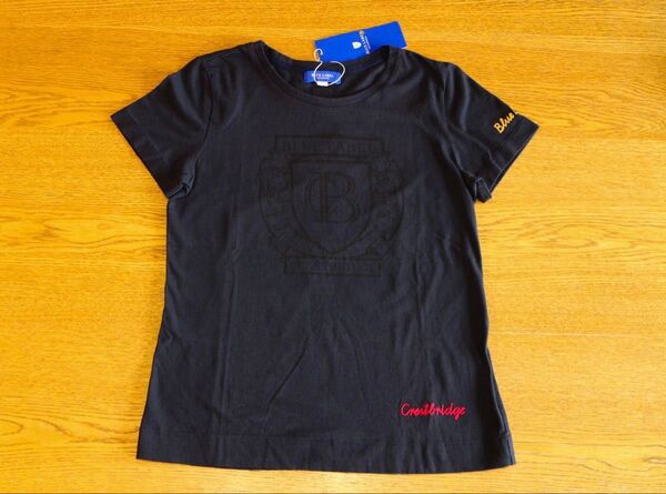 未使用タグ付38 BLUELABEL CRESTBRIDGEブルーレーベル クレストブリッジ カットソー Tシャツ 紺色レディース