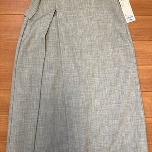 新品☆GU ラップ風スカート グレー S フォーマル チェック柄 ビジネス