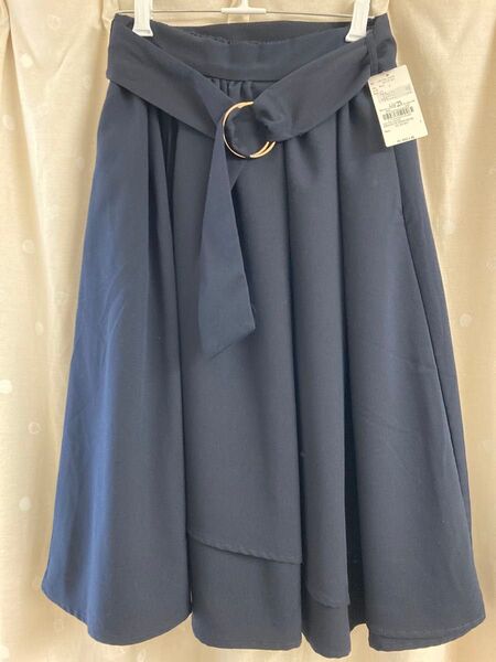 新品☆ earth music&ecology ラップ フレア スカート ネイビー フリーサイズ