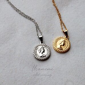 金アレさん対応◎#M34サージカルステンレスメダルコインネックレス