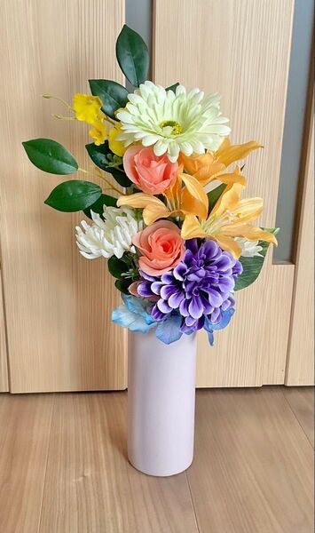 ★ アーティフィシャルフラワー 花器付き 仏花 お供え 1点もの 造花 枯れない花 お彼岸 大切な人 インテリア