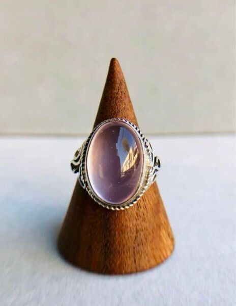 良質 SV透明感抜群 天然石ローズクオーツリング 紅水晶シルバー925指輪No1