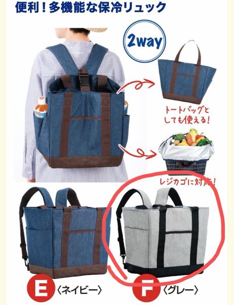 リュックにもなる 保冷トートバッグ レジカゴセットできる