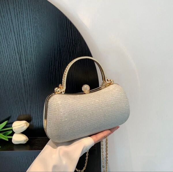【新品】 パーティバック ミニバック 2way 結婚式 ショルダーバック クラッチバッグ シルバー ゴールド パーティ