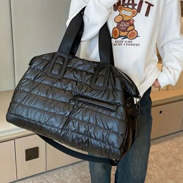 【新品】値引き中! キルティング ボストンバッグ ブラック トートバッグ ショルダーバッグ 旅行 黒 大容量 マザーズバッグ