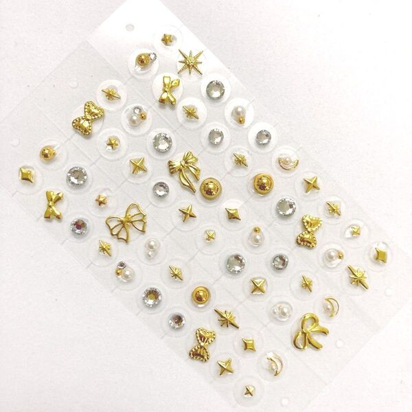 耳ツボジュエリー 60粒 キラキラ 金属アレルギー加工 耳つぼシール ゴールド
