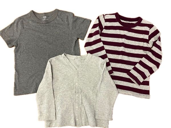 キッズ トップス 3枚セット まとめ売り H&M Tシャツ UNIQLO カーディガン 西松屋 ロンT