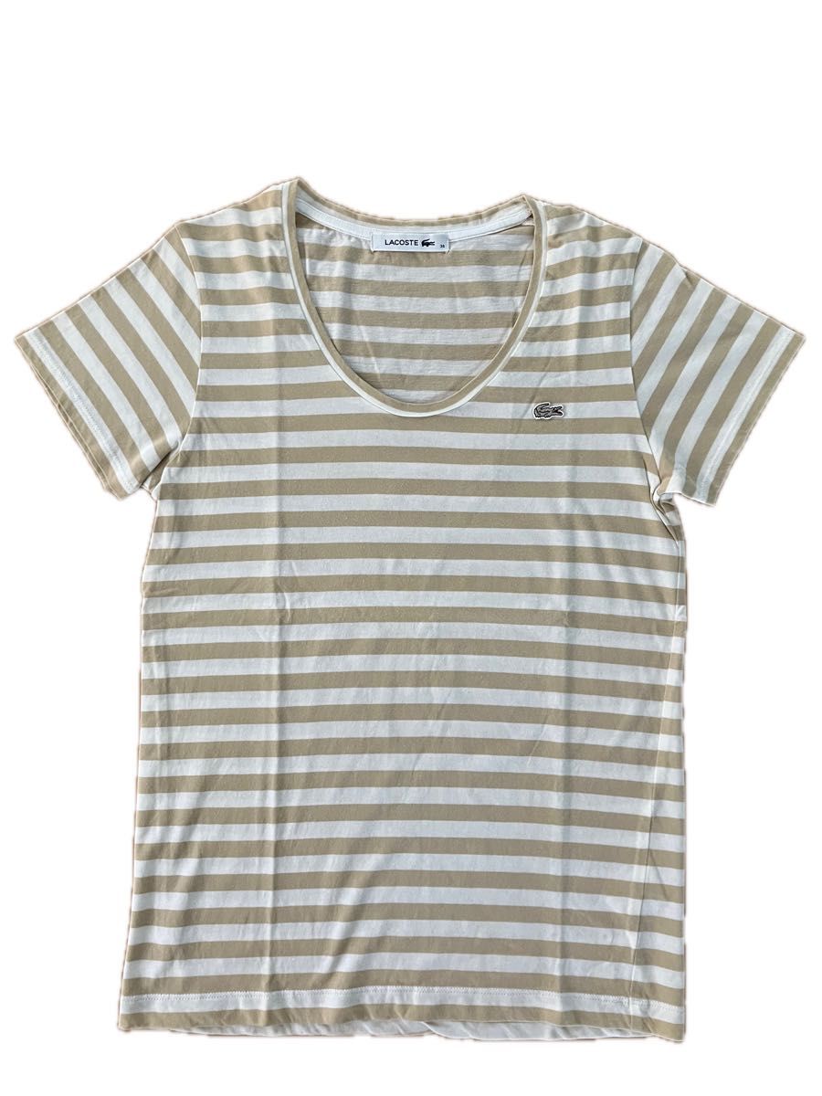 LACOSTE ボーダーTシャツ ベージュ レディース　36 Sサイズ