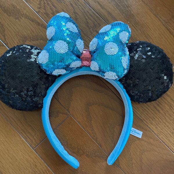 ディズニー ミニーマウス カチューシャ 水色 スパンコール
