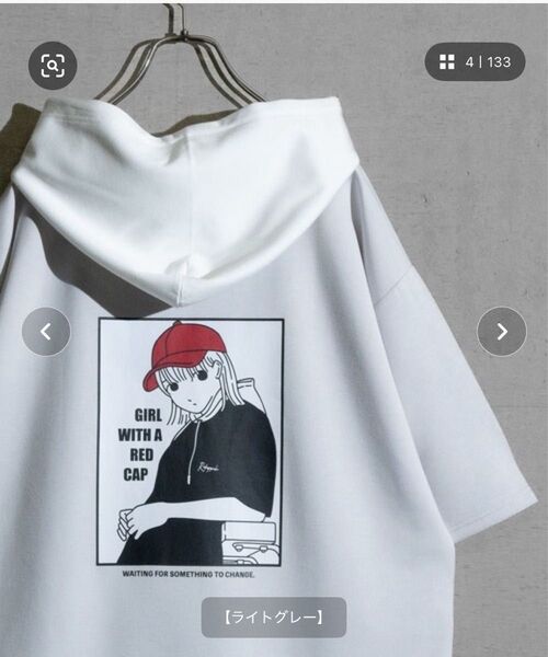 〔Red Cap Girl/レッドキャップガール〕とろみポンチ バックイラスト 配色フード Tシャツ パーカー ユニセックス