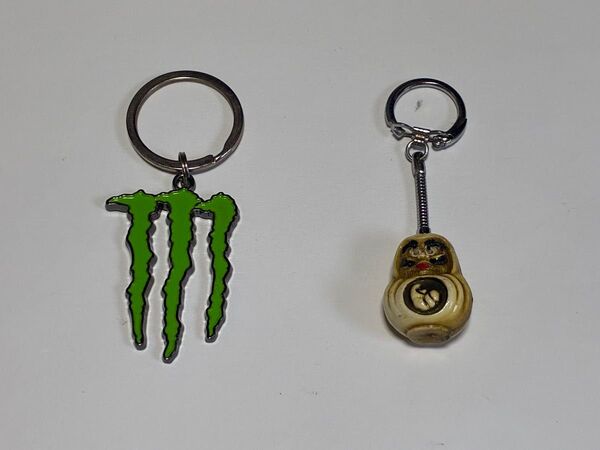 173. Monster モンスター ロゴ キーホルダー グリーン だるま 福 2点 複数購入対応 割引対応あり