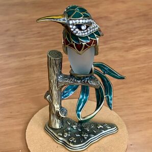 レア☆アンティーク 香水瓶 鳥 ラインストーン装飾 金属製 インテリア
