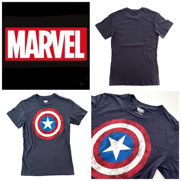 marvel キャプテンアメリカ Tシャツ【ダークネイビー色】SMサイズ