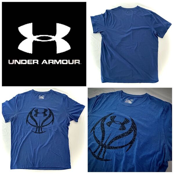 UNDERARMOUR heatgearロゴ入りTシャツ Lサイズ ブルー