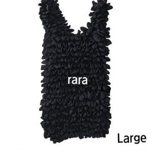 raraぐーんと伸びるエコバッグ Large ブラック くしゅくしゅ絞りモコモコ大容量 畳まない 軽量 男女人気韓国 未使用