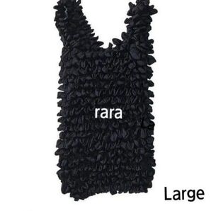rara ぐーんと伸びるストレッチエコバッグ Large ブラック黒 くしゅくしゅ絞りモコモコもこもこ 買物 韓流