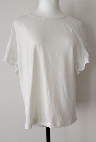 新品未使用タグ付き!GLACIER ホワイト フリル袖 TシャツLLサイズ#20 トップス Tシャツ 半袖カットソー ホワイト