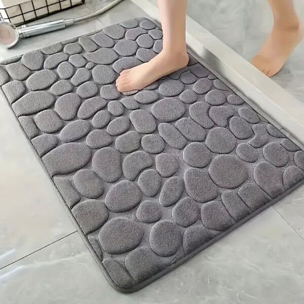 バスマット 40×60 グレー インテリア 吸水 お風呂 玄関 ふかふか 足拭き
