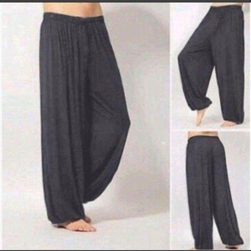 新品 タイパンツ アジアン ヨガパンツ シンプル 無地 ウエストゴム 黒 グレー