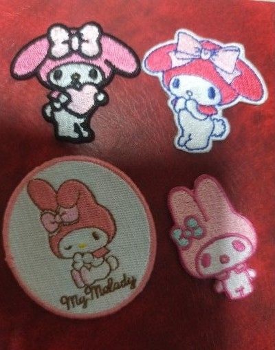 新品未使用★サンリオ マイメロディ 刺繍アイロンワッペン アップリケ4点セット