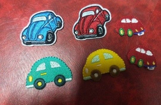 新品未使用★自動車 アイロンワッペン 刺繍 ワッペン アップリケ6点セット