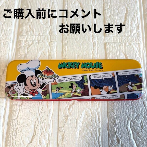 sun-star ディズニー ミッキーマウス 缶ペンケース レトロ 文具 缶ペン