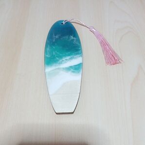 海 レジン ブックマーク タッセル付き