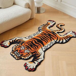 最終価格 タイガーラグ カーペット マット トラ 虎 新品 フロアマット ラグ ラグマット カーペット トラ
