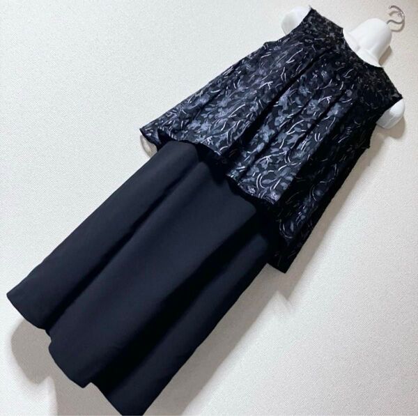 DAMACOLLECTION ノースリーブワンピース 黒 オパールシルクブランド
