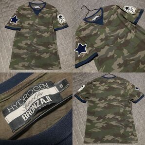最終値下げ 希少 高級 HYDROGEN ハイドロゲン ワッペン 刺繍 カモフラ 迷彩 骸骨 Tシャツ