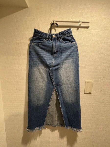 デニムロングスカート スリット入り