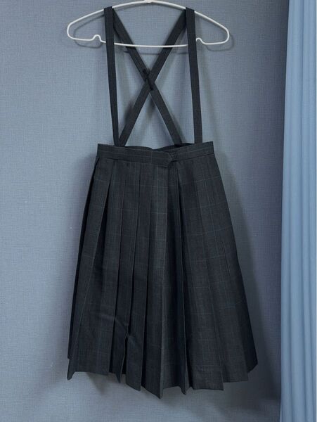 スクール スカート プリーツ 制服 学生服 グレーチェック 吊りスカート 女子