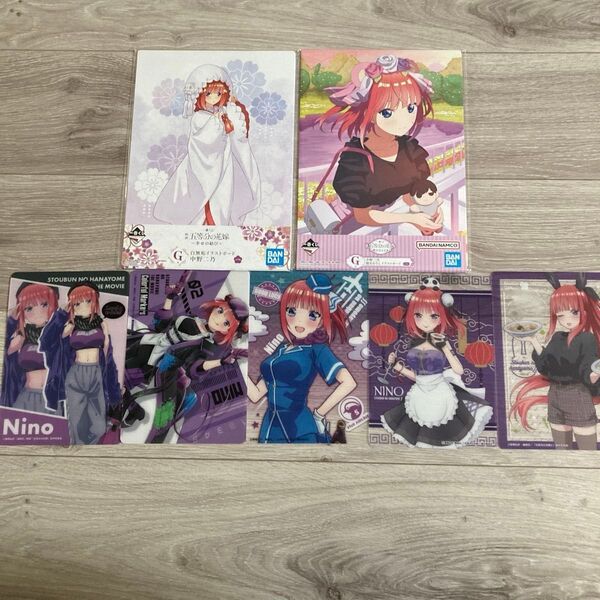 五等分の花嫁 イラストボード ブラインドコレクション 7点 中野ニ乃 一A4クリアファイル 中野一花 6点