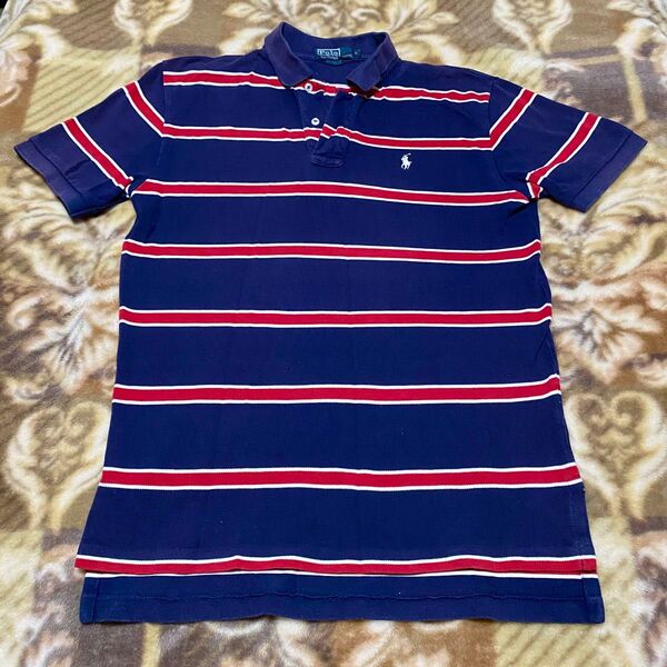 ポロ ラルフローレン 刺繍 半袖 ポロシャツ S 紺 ネイビー ブルー POLO RALPH LAUREN メンズ 中古