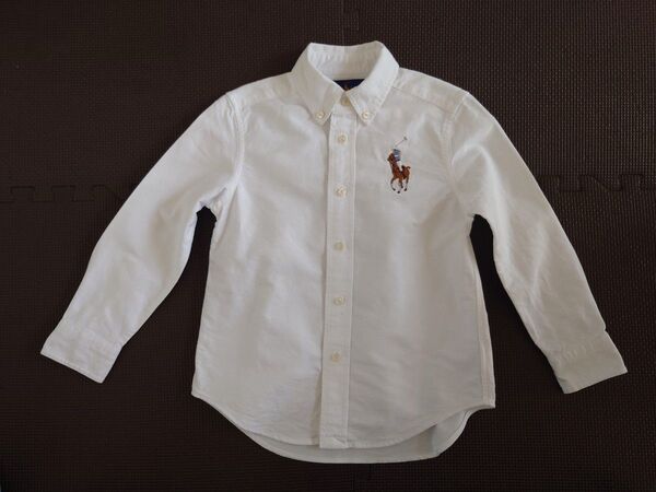 美品 ラルフローレン RALPH LAUREN 長袖 ボタンダウン シャツ 4T 110 キッズ 子供服 フォーマル