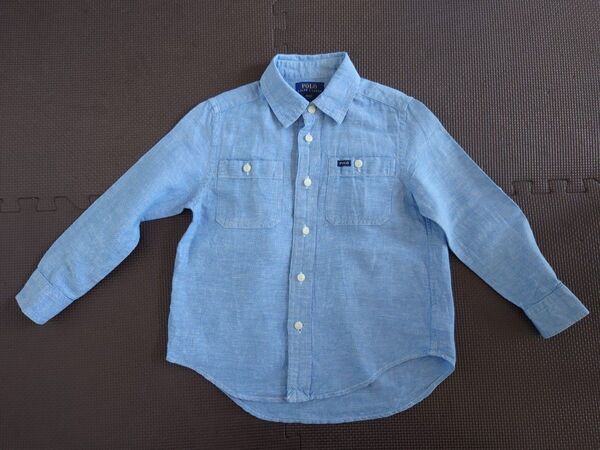 美品 ラルフローレン Ralph Lauren リネン コットン 4T 110 長袖 シャツ キッズ 子供服