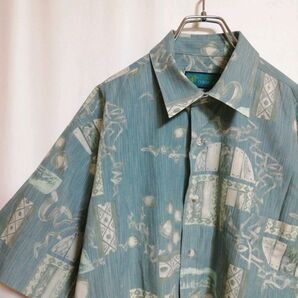 【90s】古着 半袖シャツ 洋風デザイン 薄手 総柄